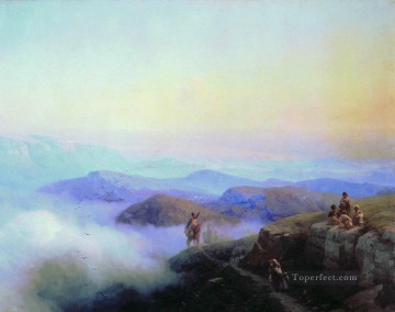 イワン・コンスタンティノヴィチ・アイヴァゾフスキー Painting - コーカサス山脈の鎖 1869 ロマンチックなイワン・アイヴァゾフスキー ロシア
